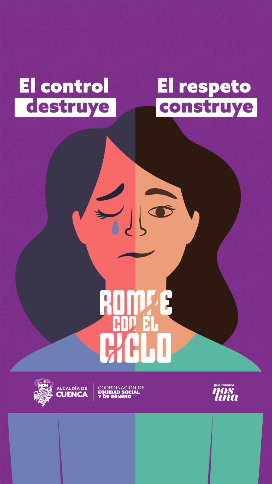 Las conductas de control aíslan, lastiman y apagan vidas. Identificar las señales de control es el primer paso para prevenir la violencia de género. #QueCuencaNosUna ❤️💛  Marisol Peñaloza Bacuilima - Alcaldesa Subrogante de Cuenca