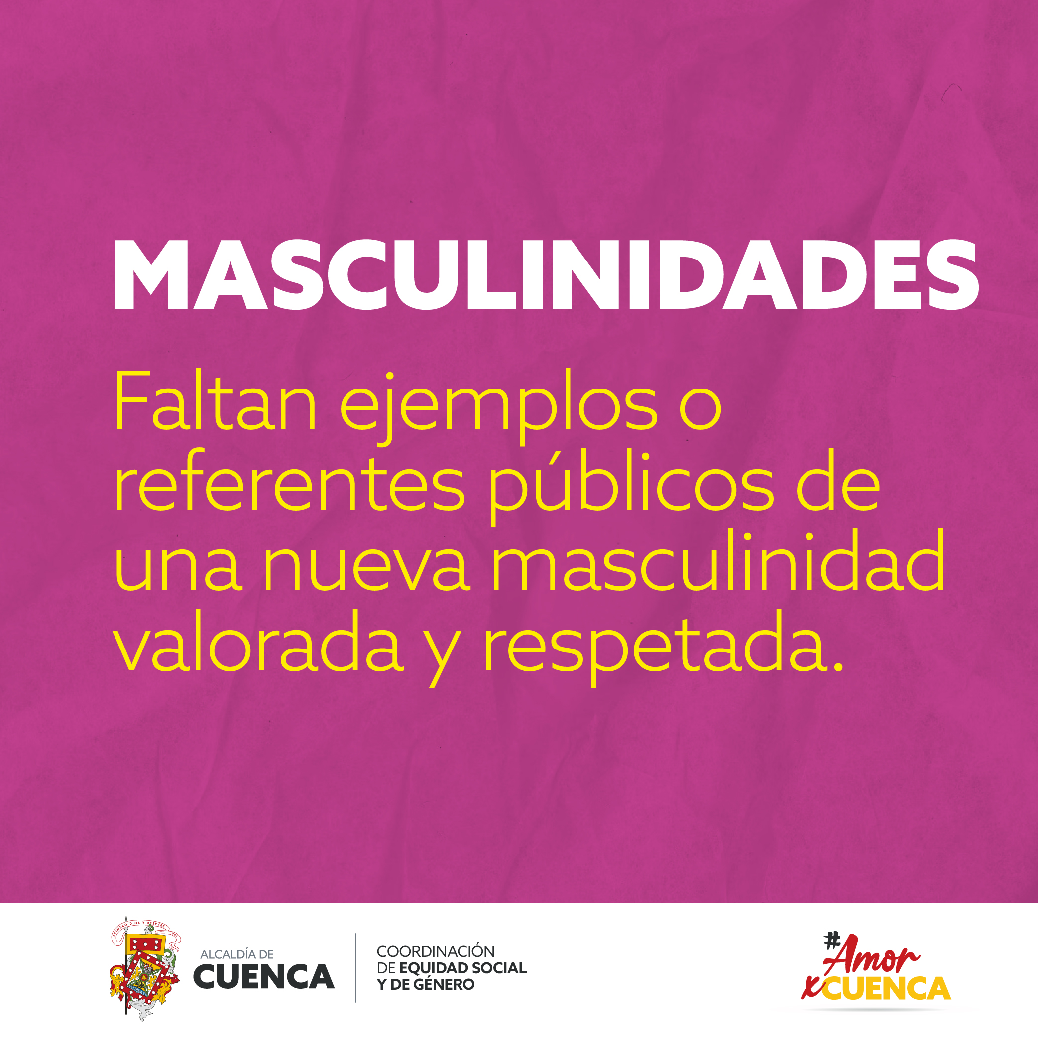 Los hombres desempeñan un papel clave en el logro de la igualdad, si comienzan a enseñar a niños y jóvenes a ser masculinos en otros sentidos, la competitividad, solidaridad y cooperativismo estarán presentes en la sociedad. 