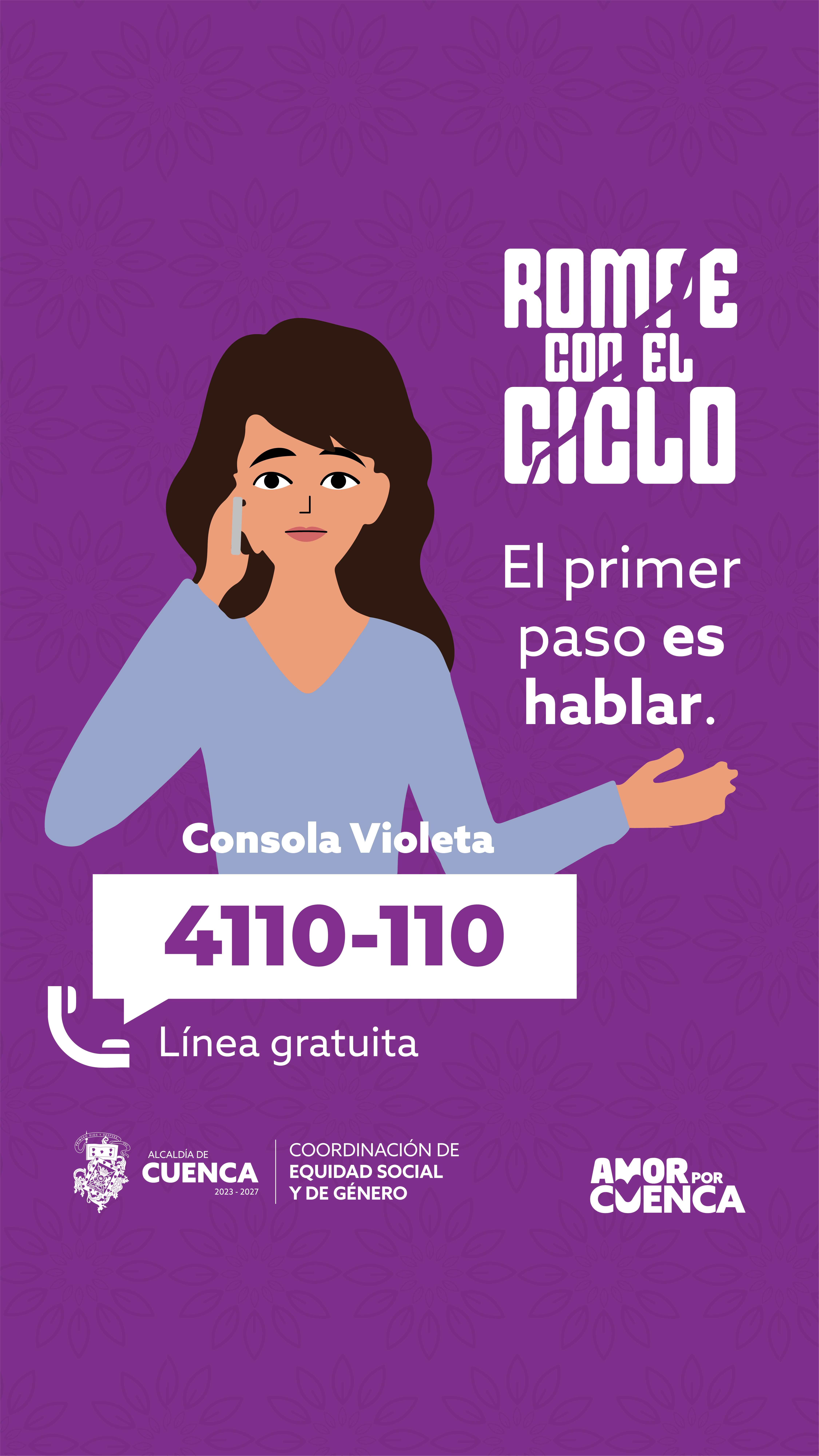 Si vives violencia de género o conoces a alguien que la sufre, comunícate al 07 4110 110.  Estamos para brindarte el apoyo que necesitas con atención psicológica y legal.  #FondoVioleta  #CuencaLuchaContraLaViolencia 💜  #AmorPorCuenca ❤️💛