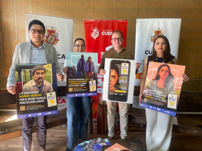 En el marco del Día Mundial contra la Trata de Personas, el Municipio de Cuenca, en coordinación con la Organización Internacional para las Migraciones (OIM), desarrolló una jornada de concientización y sensibilización en la Casa del Migrante, ubicada en el centro histórico de la ciudad.