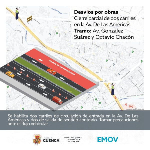 Plan de circulación por intervención en avenida De las Américas