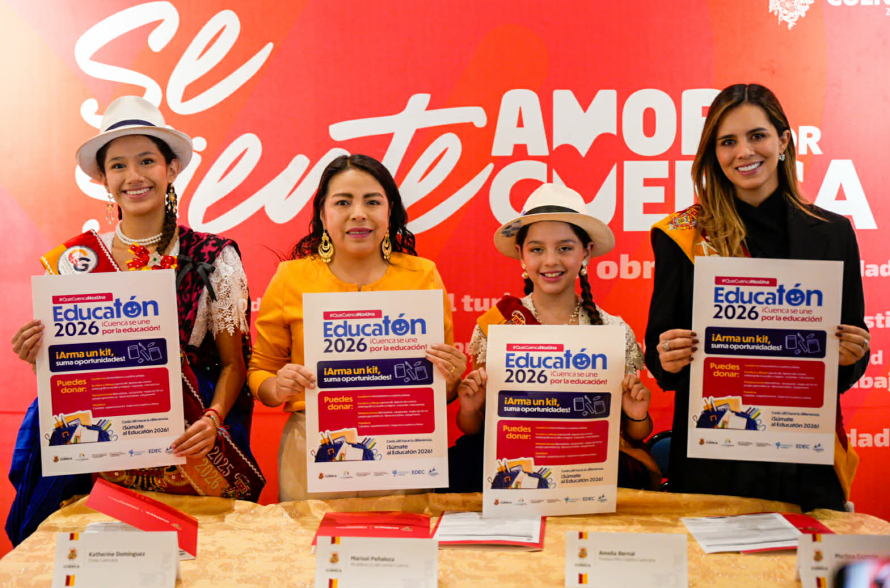 La Municipalidad de Cuenca presentó Educatón 2026, una iniciativa que busca convocar a ciudadanos, empresas, instituciones y organizaciones para recolectar útiles escolares que serán destinados a niñas y niños de los sectores rurales del cantón.