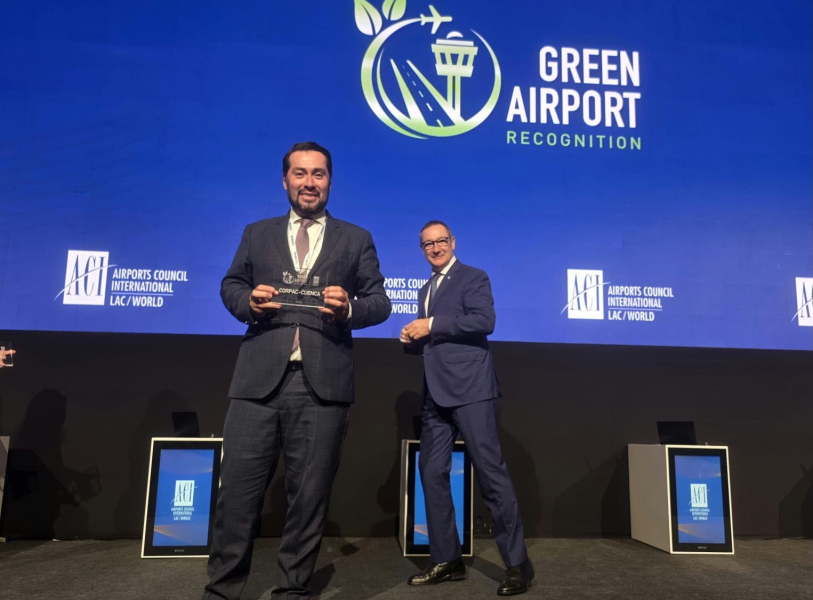 La Corporación Aeroportuaria de Cuenca (CORPAC) recibió el Green Airport Recognition 2026 por su proyecto “Modelo CORPAC de Transformación Energética”, una iniciativa que refleja el compromiso del Aeropuerto Mariscal La Mar con una operación más sostenible, eficiente e innovadora.