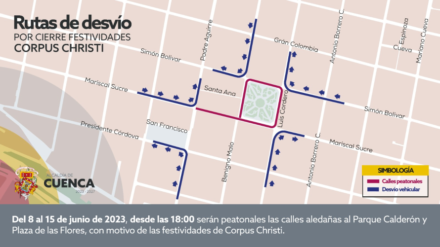 Plan de contingencia por Corpus Christi prioriza circulación peatonal