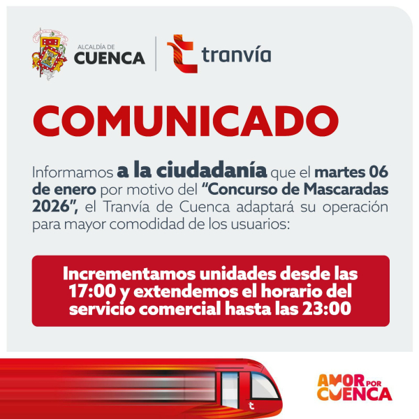 El Tranvía de Cuenca tendrá horarios especiales por el "Concurso de Mascaradas 2026"