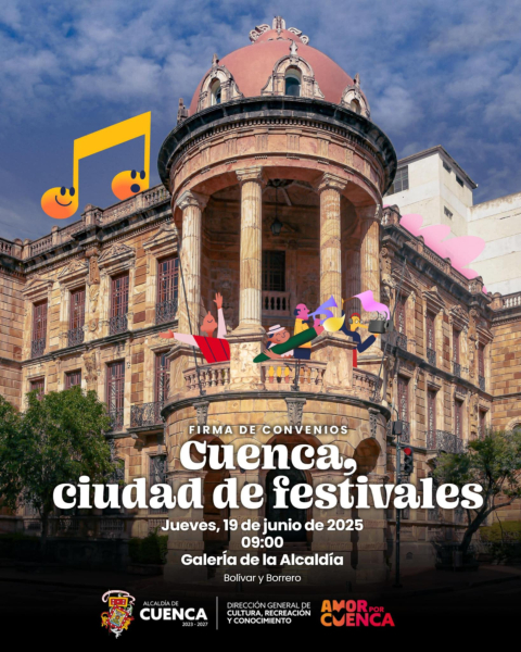 Cuenca se posiciona como Ciudad de las Artes y la Cultura con una semana cargada de actividades que integran música, tradición, diseño, arte contemporáneo y cultura viva en sus espacios públicos. Estas propuestas, impulsadas por la Alcaldía de Cuenca y su Dirección Municipal de Cultura, Recreación y Conocimiento, buscan acercar a la ciudadanía a experiencias culturales diversas que revalorizan las expresiones locales e internacionales.