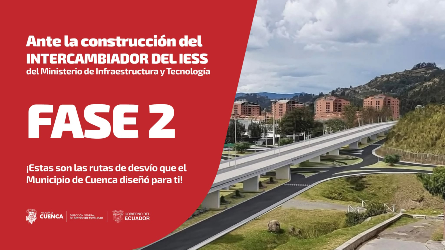 La Alcaldía de Cuenca, a través de la Dirección de Gestión de Movilidad (DGM), informa sobre los cuatro cambios viales que se implementarán en la autopista, en sentido Cuenca-Azogues, debido a la apertura del primer paso elevado del intercambiador del IESS.